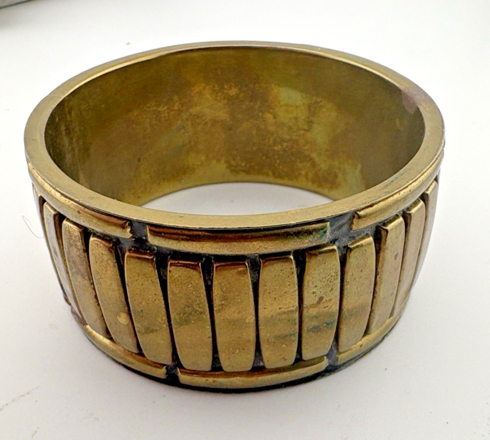Vintage Wide MCM Brass Bracelet Costume Boho Stackable Artsy Bohemian Bangle